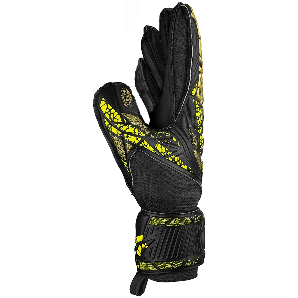 Reusch Attrakt Infinity Finger Support Kaleci Eldiveni Black - Metallic Gold - Black