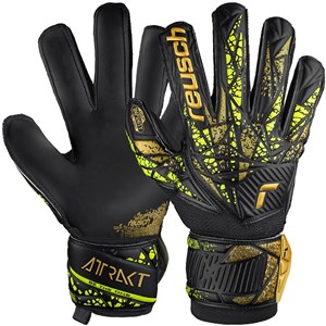 Reusch Attrakt Infinity Finger Support Kaleci Eldiveni Black - Metallic Gold - Black