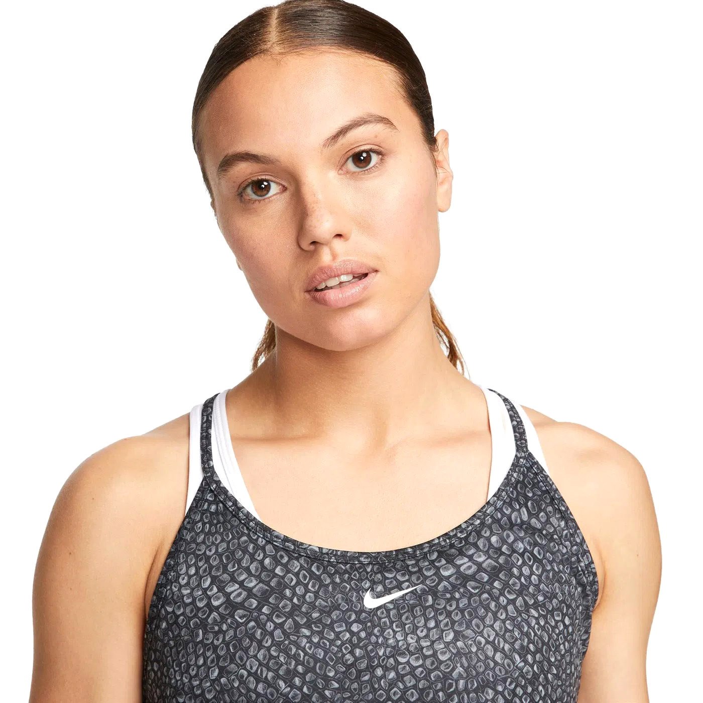 Nike Dri-Fit One Printed Crop Training Kadın Atlet Siyah