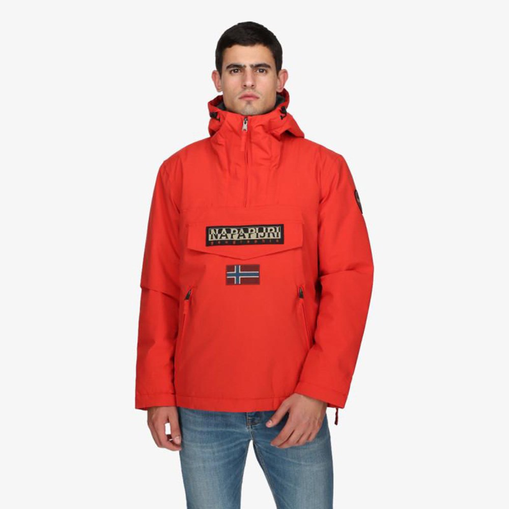 Napapijri Sportswear Rainforest Pocket Winter Half-Zip Hoodie Erkek Ceket Red Poppy