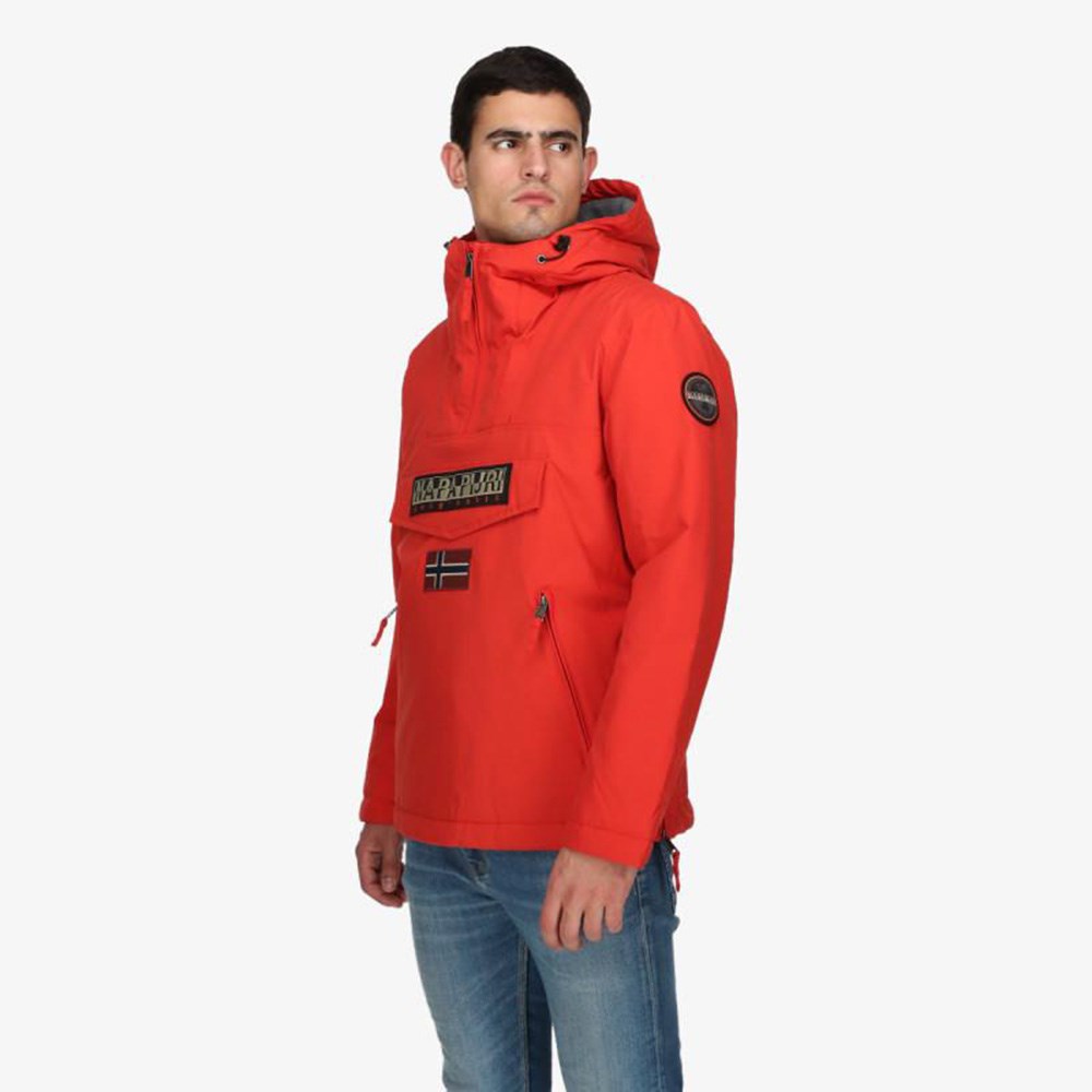 Napapijri Sportswear Rainforest Pocket Winter Half-Zip Hoodie Erkek Ceket Red Poppy