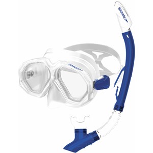 Speedo Leısure Aldut Dual Lenses Combo Yetişkin Maske & Şnorkel Set Mavi - Beyaz