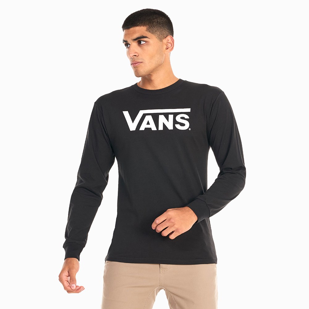 Vans Classic Vans LS-B Erkek T-shirt Black - White